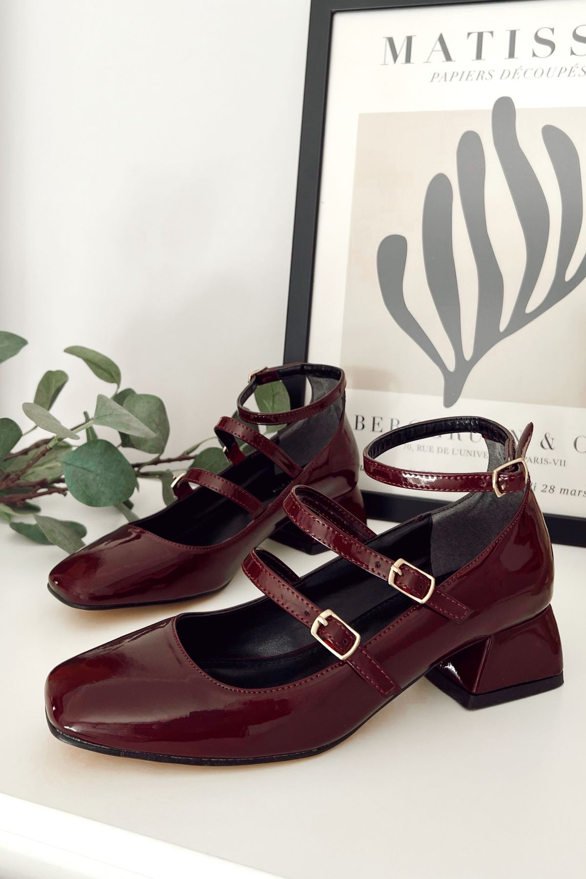 Burgundy patent shoes store