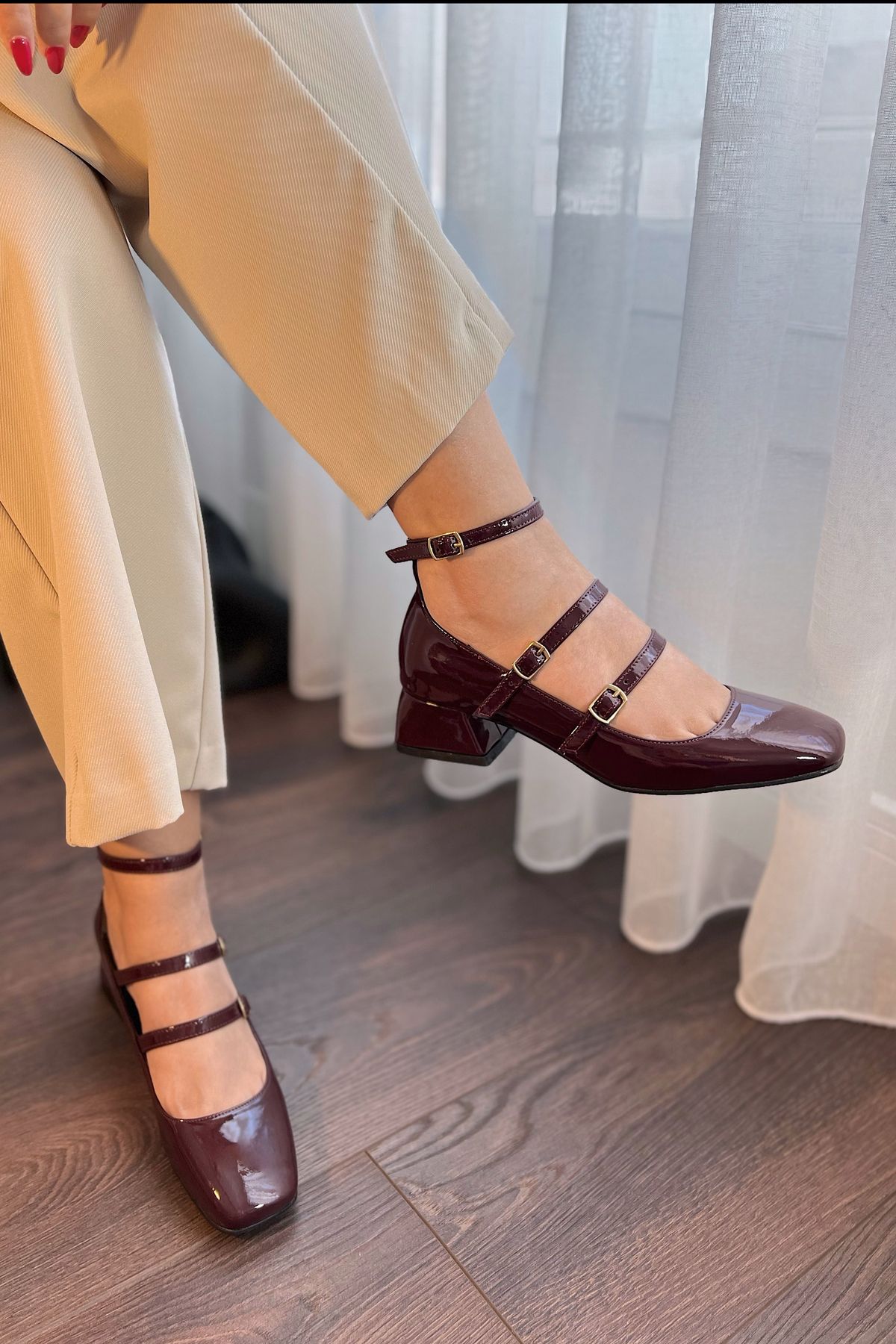 Short deals burgundy heels