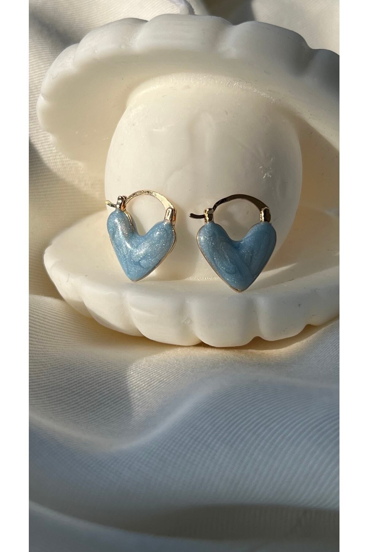Blue heart earrings deals
