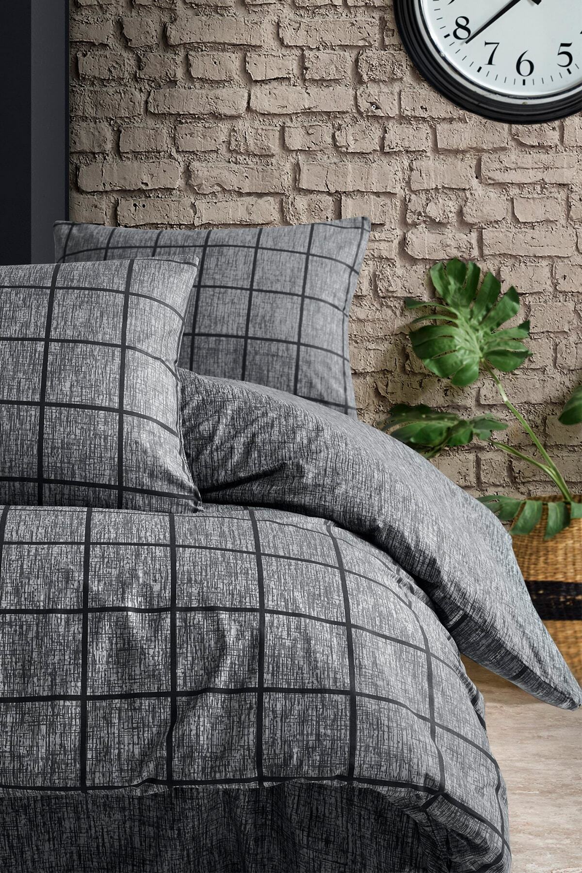 ست روتختی دو نفره Ranforce با ملحفه کش دار مشکی مربعی