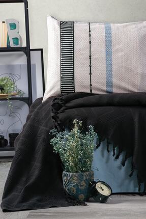 Jakarlı Çift Kişilik Pike Takımı Origin Siyah Image 1