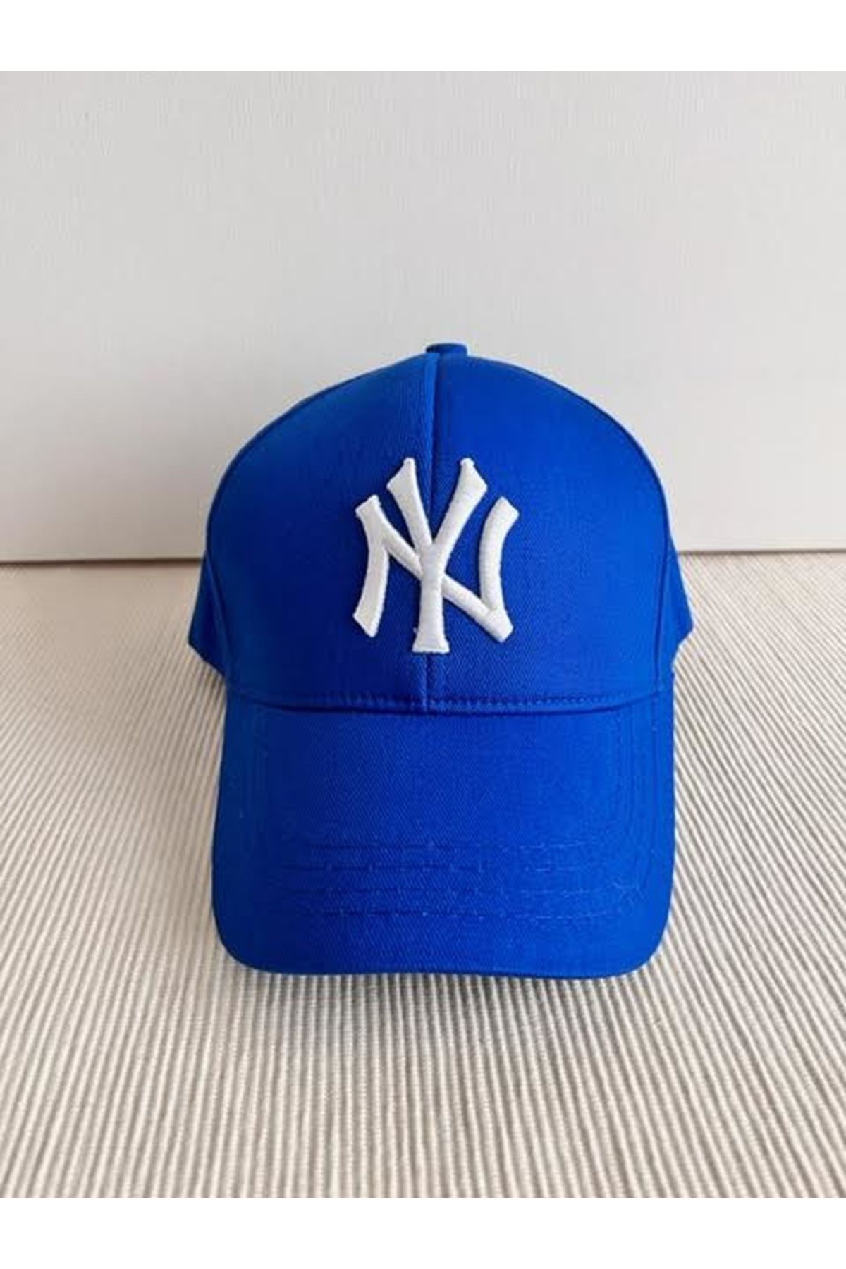 Ny New York Nakışlı Arkasından Ayarlanabilir Unisex Saksmavi-beyaz Pamuklu Beyzbol Şapka