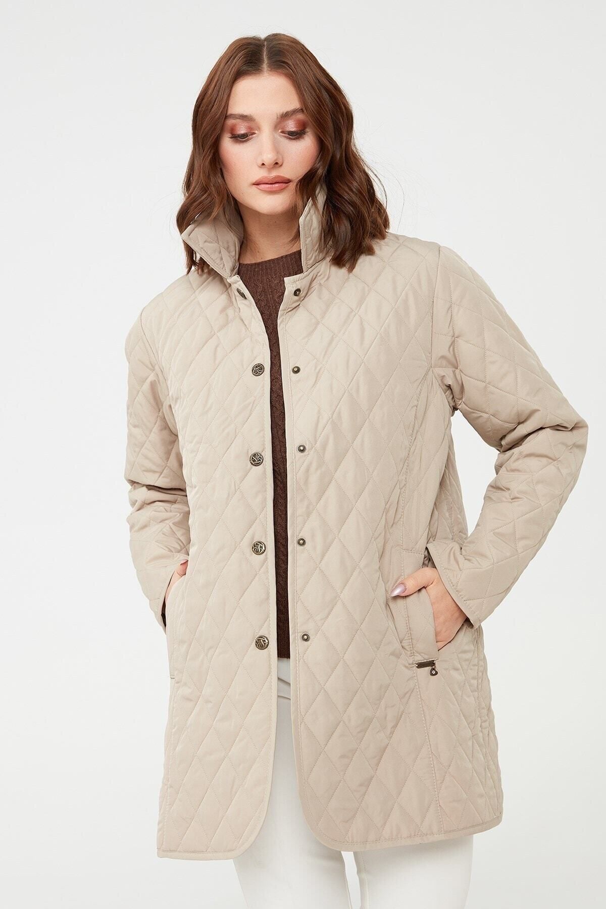 Womens beige quilted jacket best sale