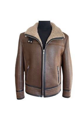 Helmut - Hakiki Kuzu Kürkü Kahverengi Erkek Ceket Image 0