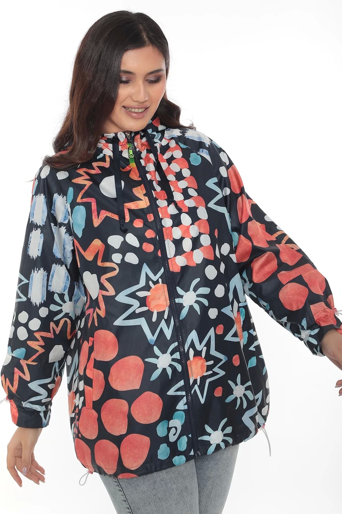 Plus size lined raincoat top