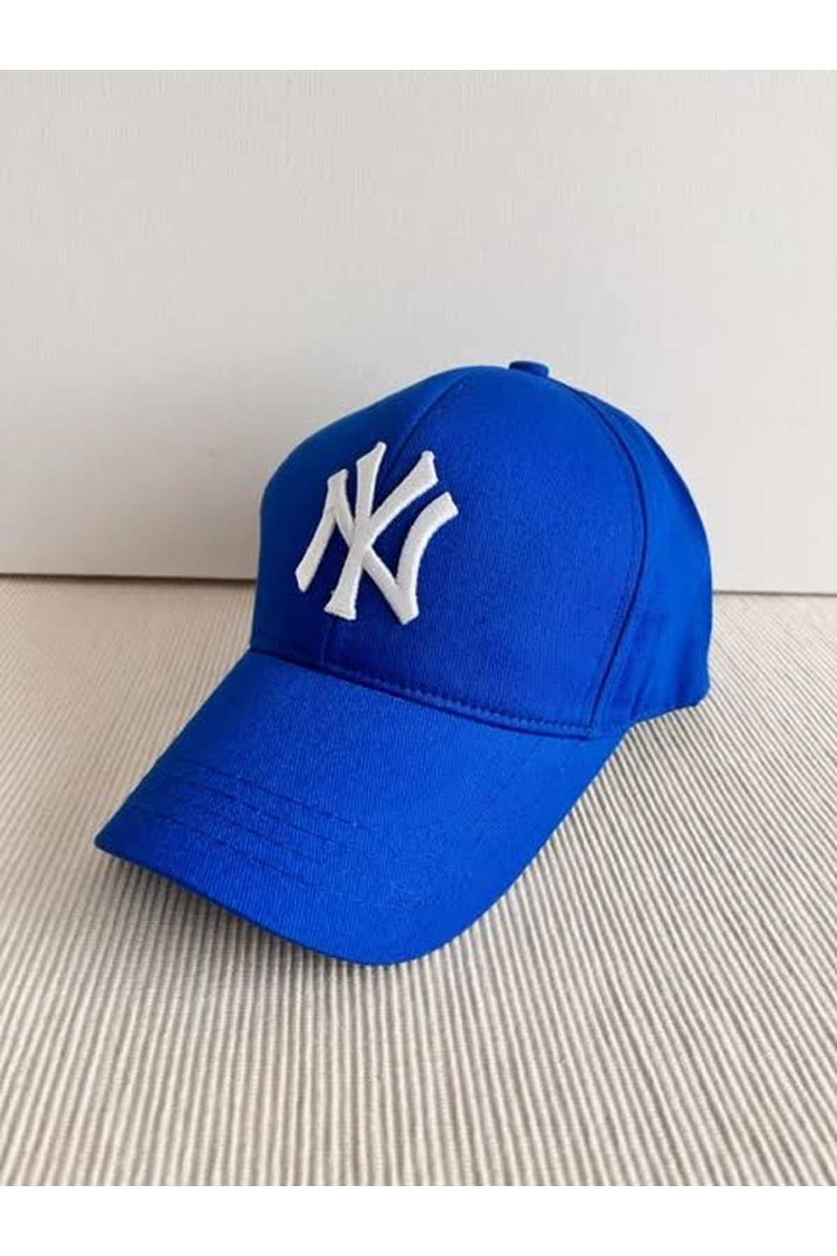 Ny New York Nakışlı Arkasından Ayarlanabilir Unisex Saksmavi-beyaz Pamuklu Beyzbol Şapka