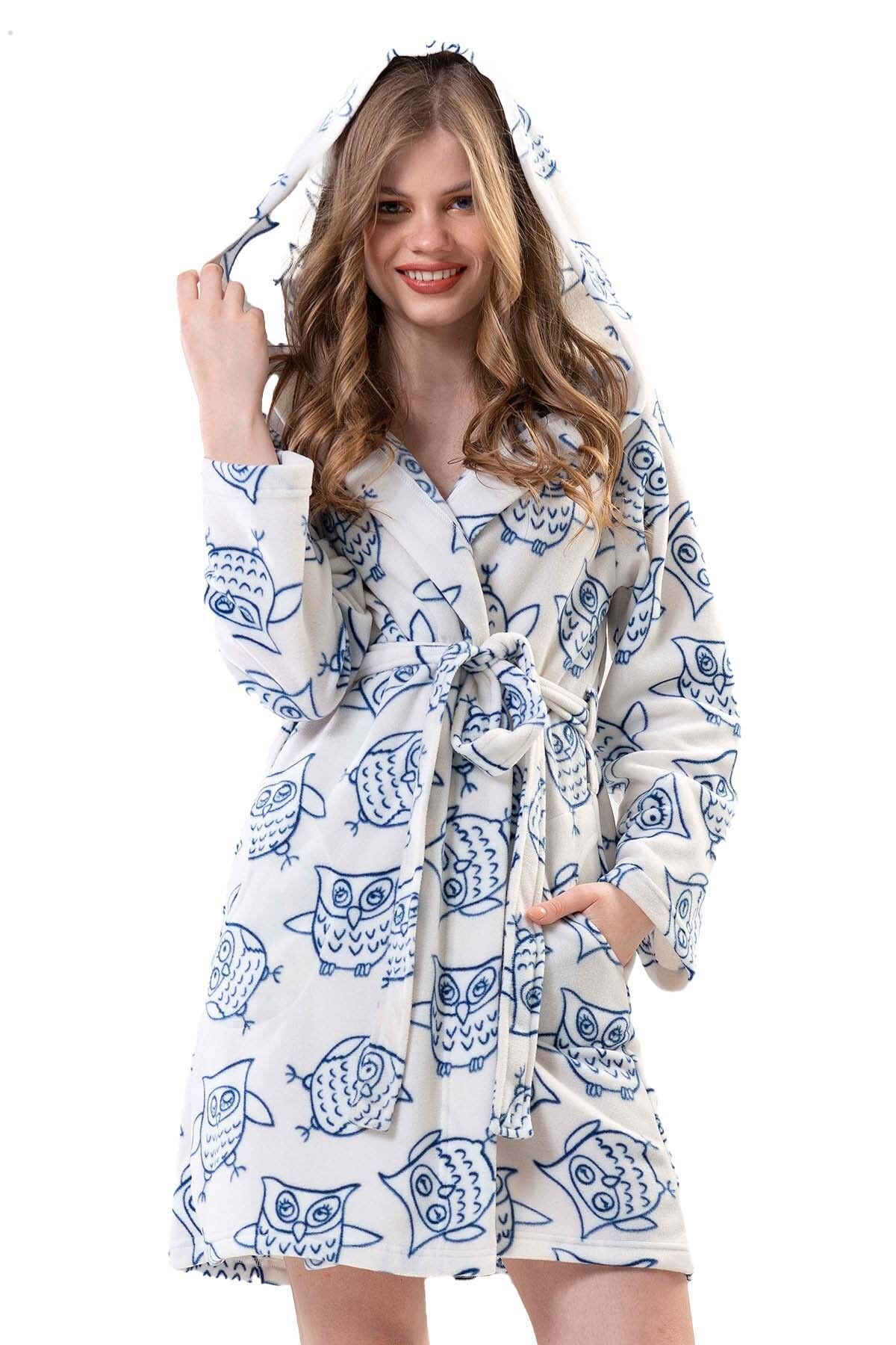 Fleece hooded short dressing gown sales