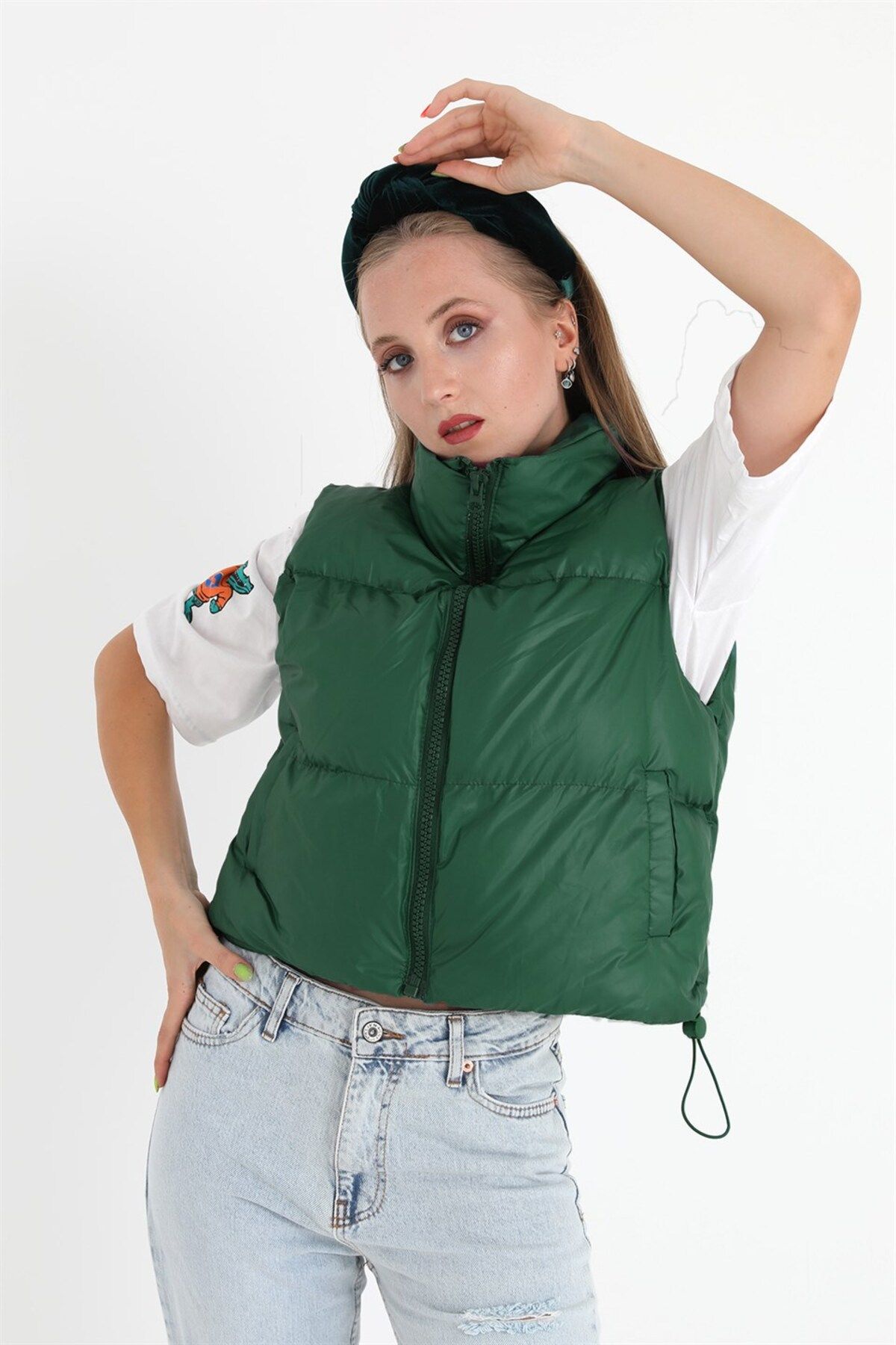 Dark green hot sale puffer vest