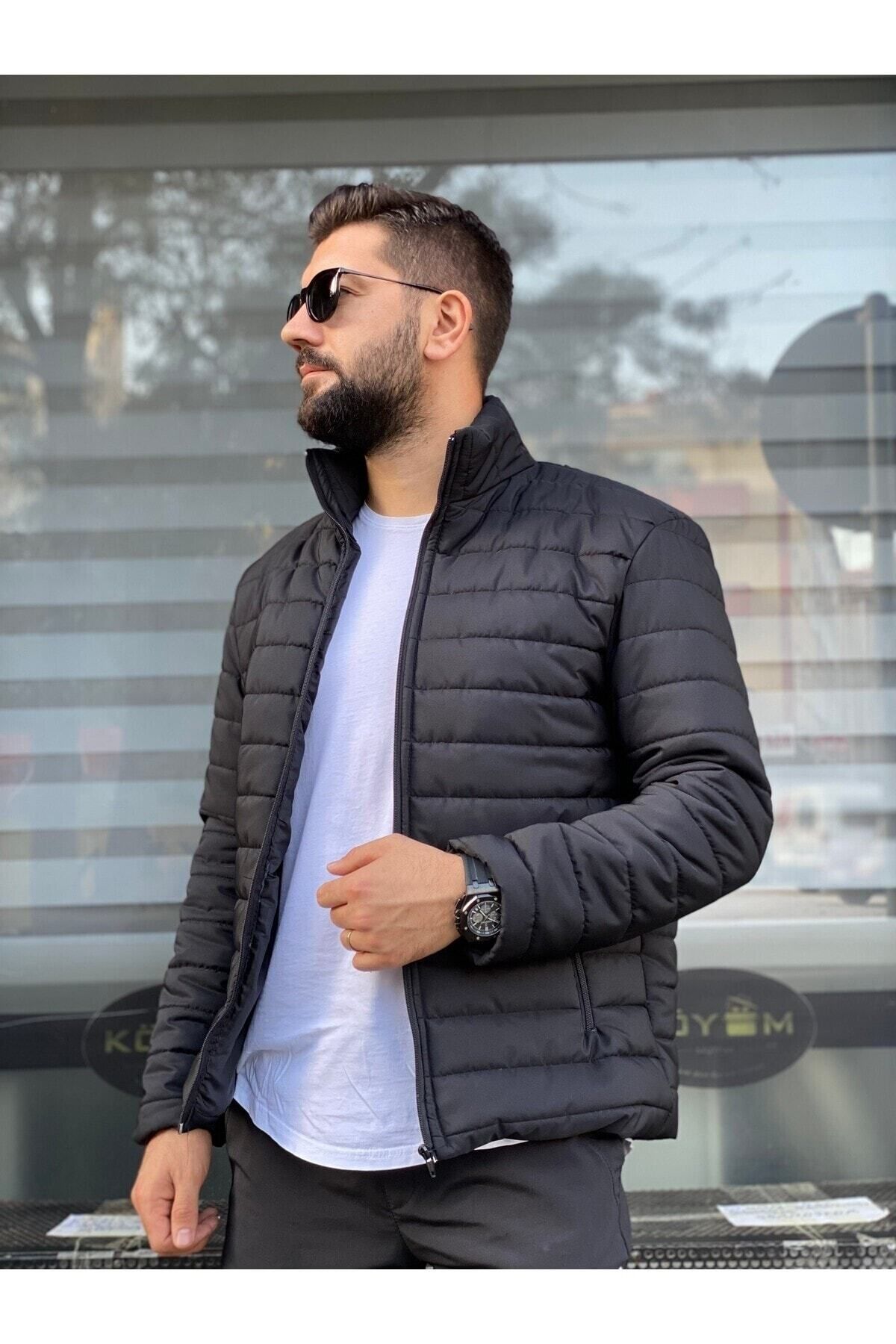 MEYASU Men s Black Waterproof Zippered Slimfit Puffer Jacket