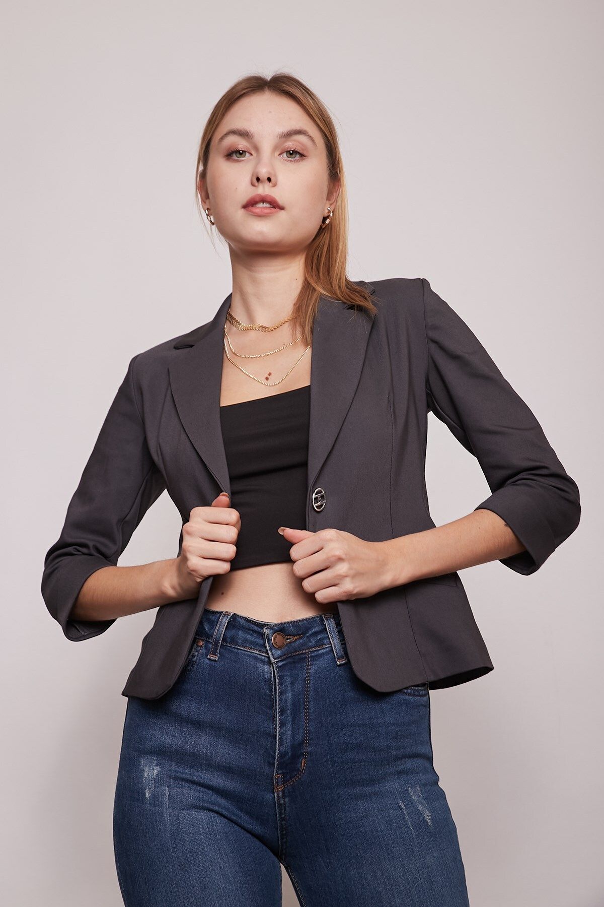 Black short blazer jackets 2025