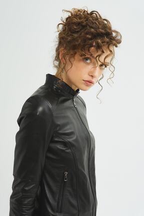 Siyah Deri Ceket Image 3