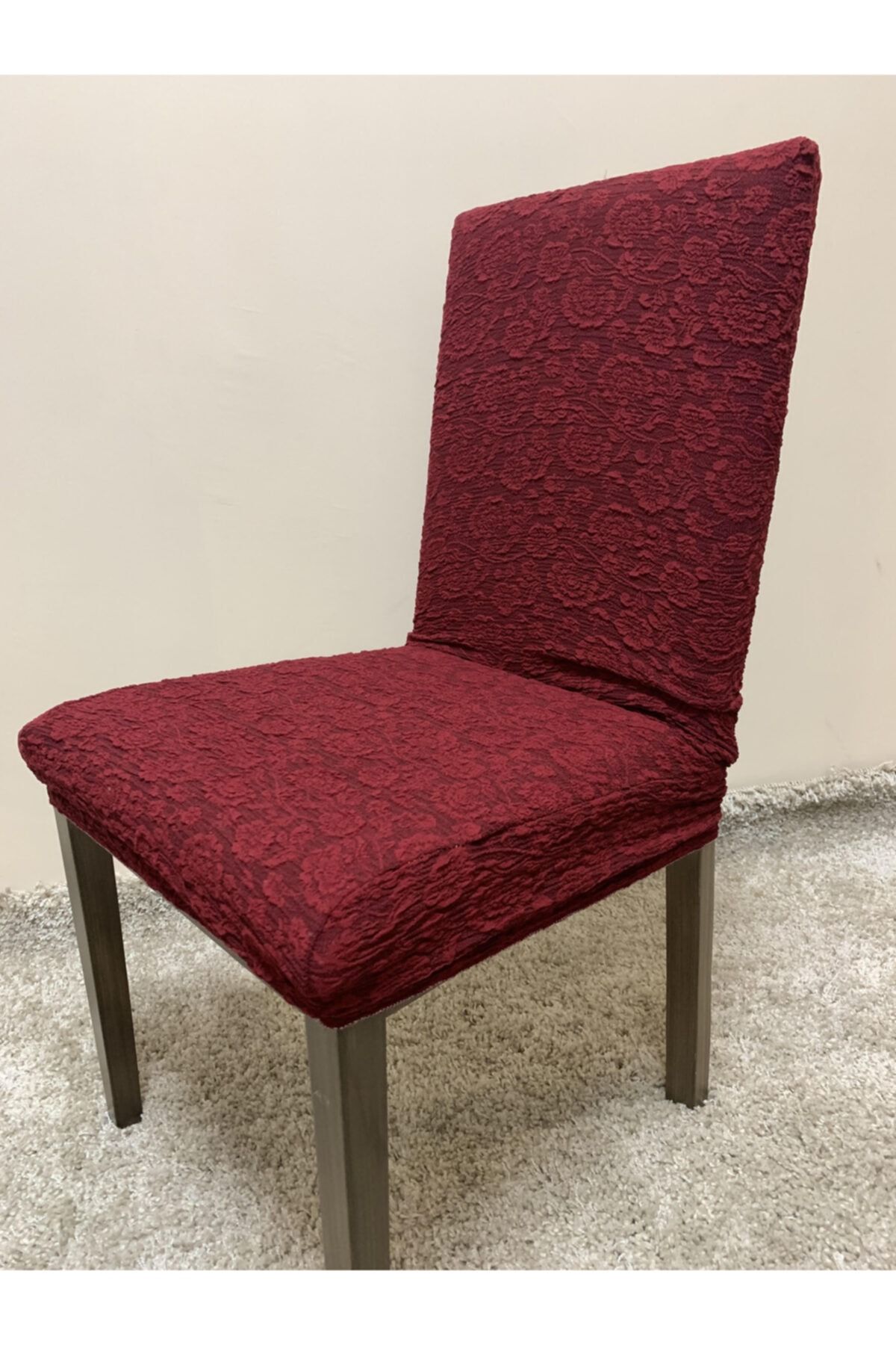 avral home sandalye kilifi jakarli desenli 6 adet bordo renk koltuk ortu fiyati yorumlari trendyol