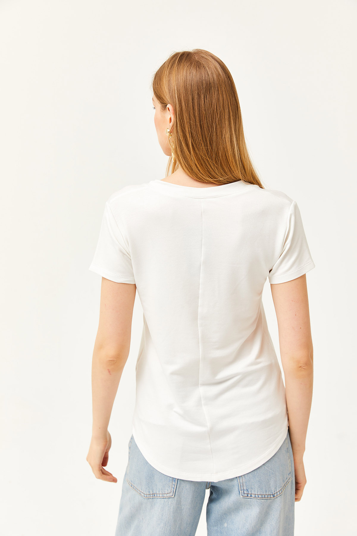 تی شرت مدال یقه وی دیپ زنانه TSH-19000773