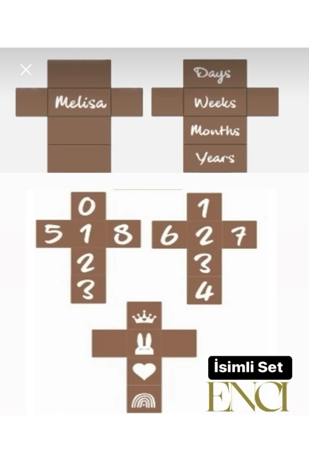 ست تزیینی مکعبی حافظیه مادر به نام کودک 5 عددی مکعبی چوبی با اسم