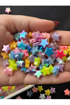 100 Adet Karışık Renk Janjanlı Yıldız Parlak Boncuk Image 1