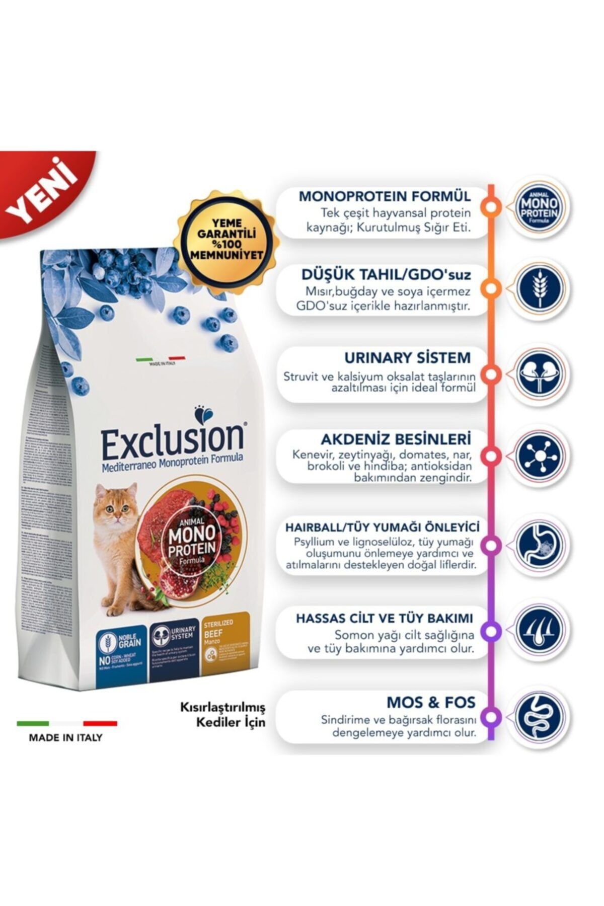 exclusion dusuk tahilli monoprotein sigir etli kisirlastirilmis kedi mamasi 12 kg fiyati yorumlari trendyol