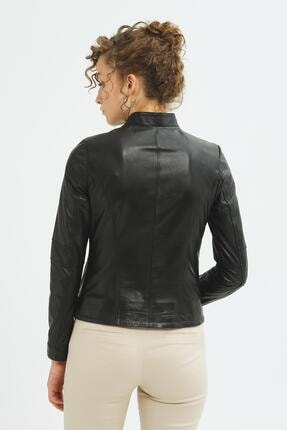Siyah Deri Ceket Image 4