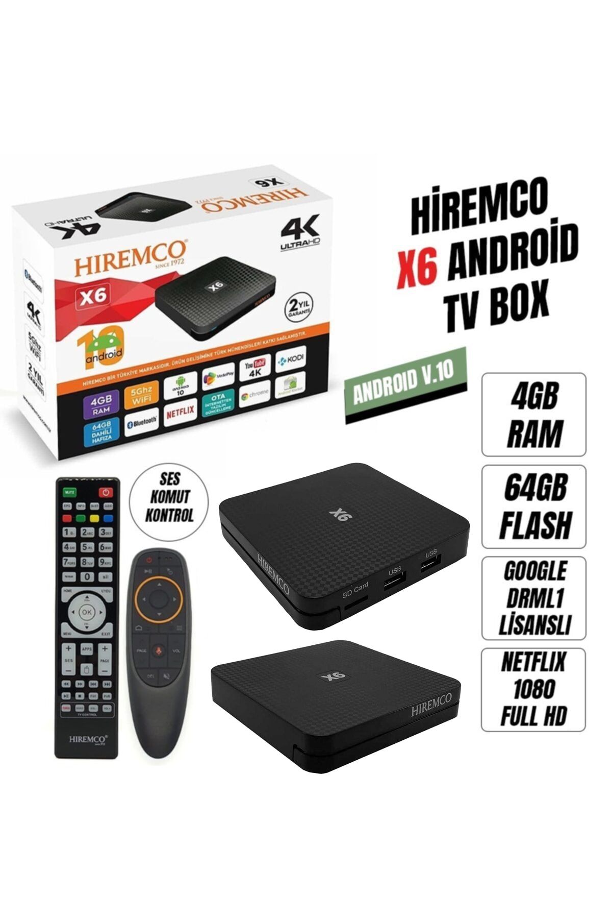Hiremco X6 4k Ultra Hd Android V 10 Tv Box 4gb Ram 64gb Hafiza Fiyati Yorumlari Trendyol
