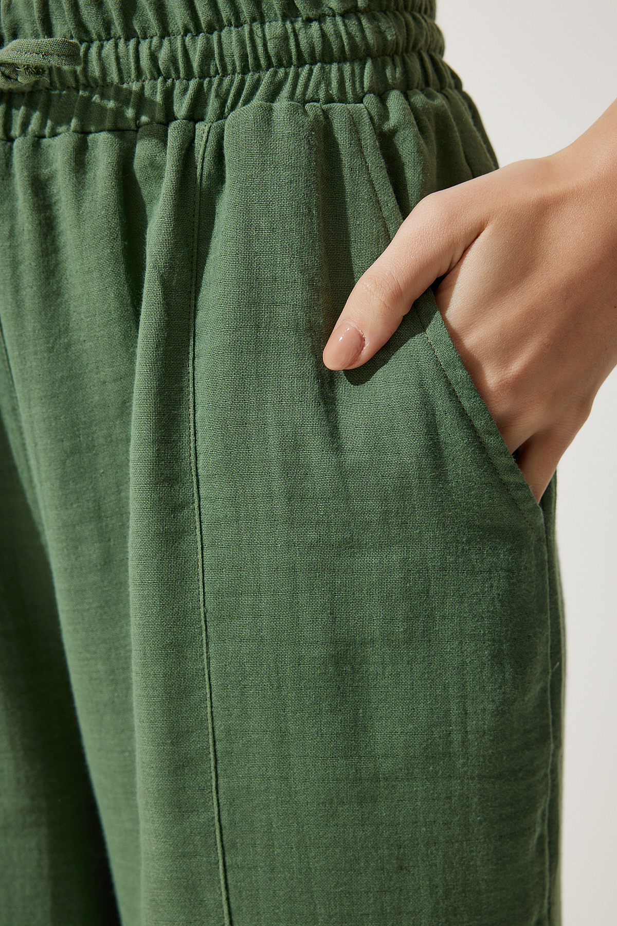 ست شلوار پیراهن موسلین زنانه خاکی اورسایز TO00128