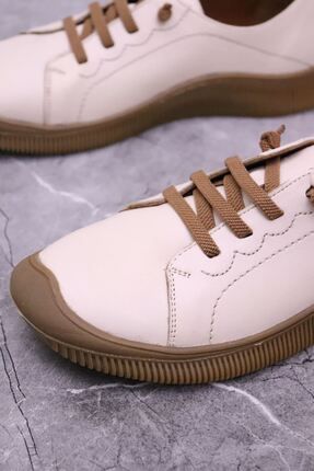 - 2413504 Hakiki Deri Bej Kadın Günlük Rahat Ayakkabı Image 2