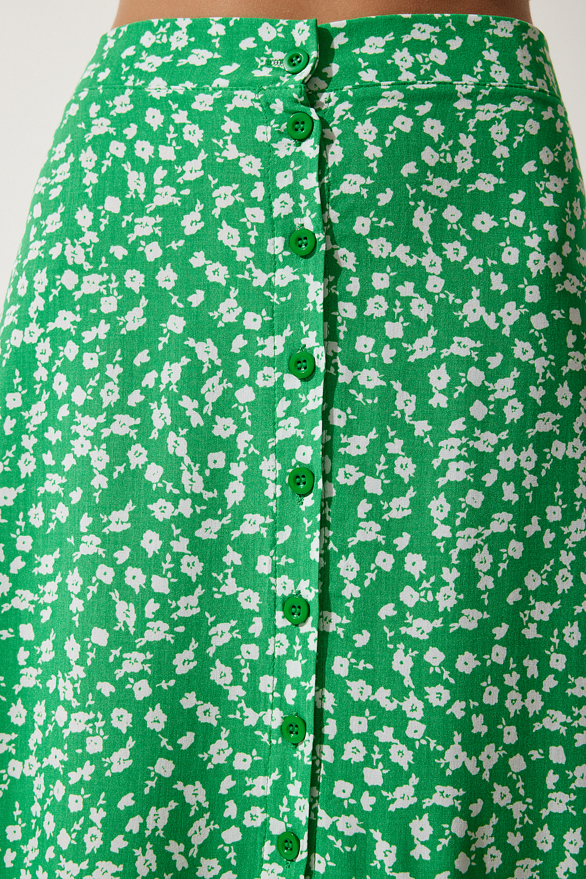 دامن ویسکوز چاکدار طرح سبز زنانه UB00246