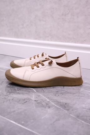 - 2413504 Hakiki Deri Bej Kadın Günlük Rahat Ayakkabı Image 1