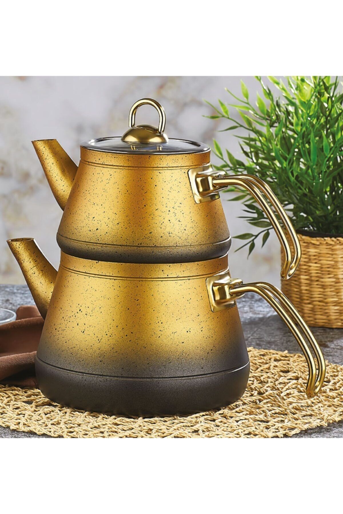Kahramanlar Gold Elegance Granit Çaydanlık