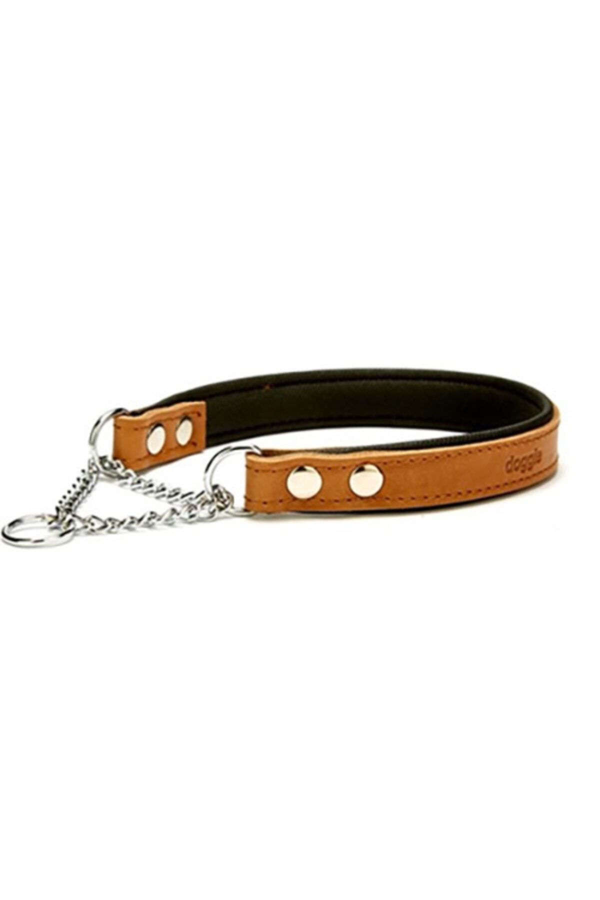 Doggie Konfor Deri Zincir Boğma Tasma 2,5x45-55cm Camel