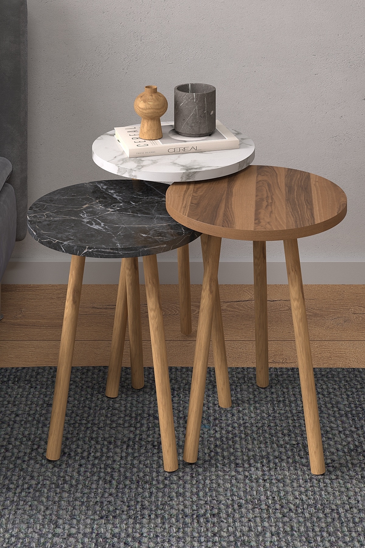 میز روما زیگون- سنگ مرمر گردو