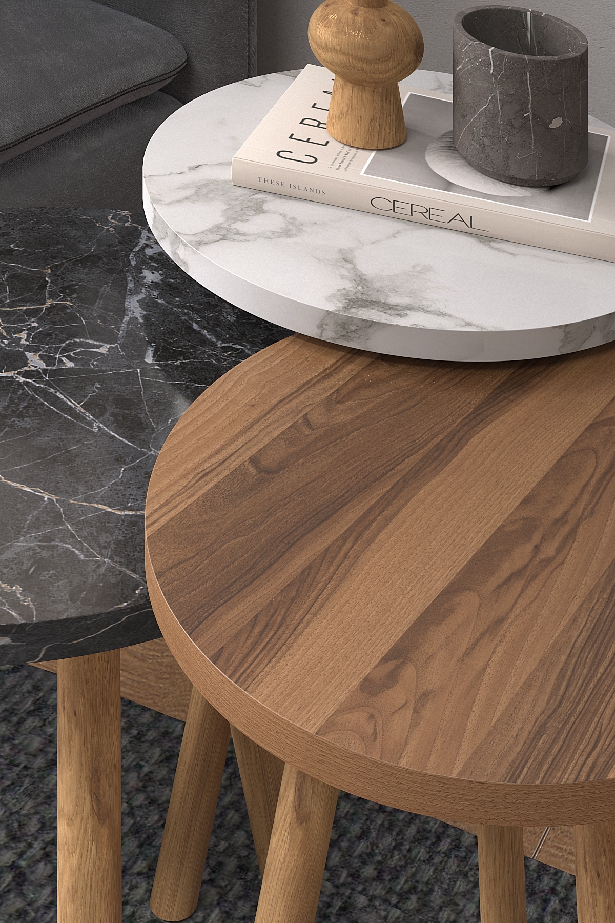 میز روما زیگون- سنگ مرمر گردو