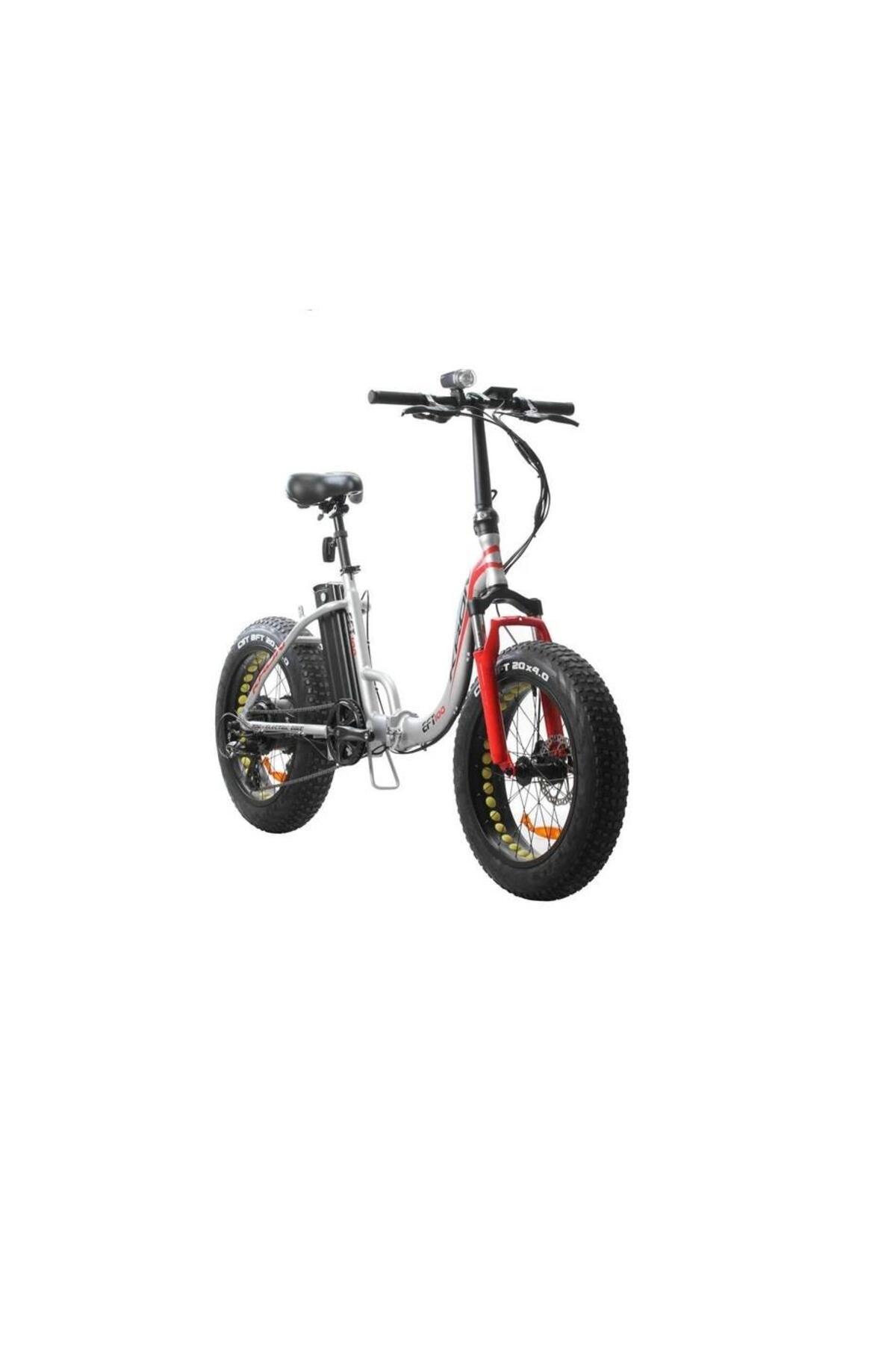 E-bike Eft 100 Elektrikli Katlanır Bisiklet Mat Gri - Kırmızı-siyah
