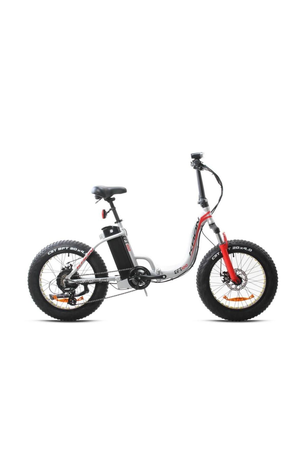E-bike Eft 100 Elektrikli Katlanır Bisiklet Mat Gri - Kırmızı-siyah