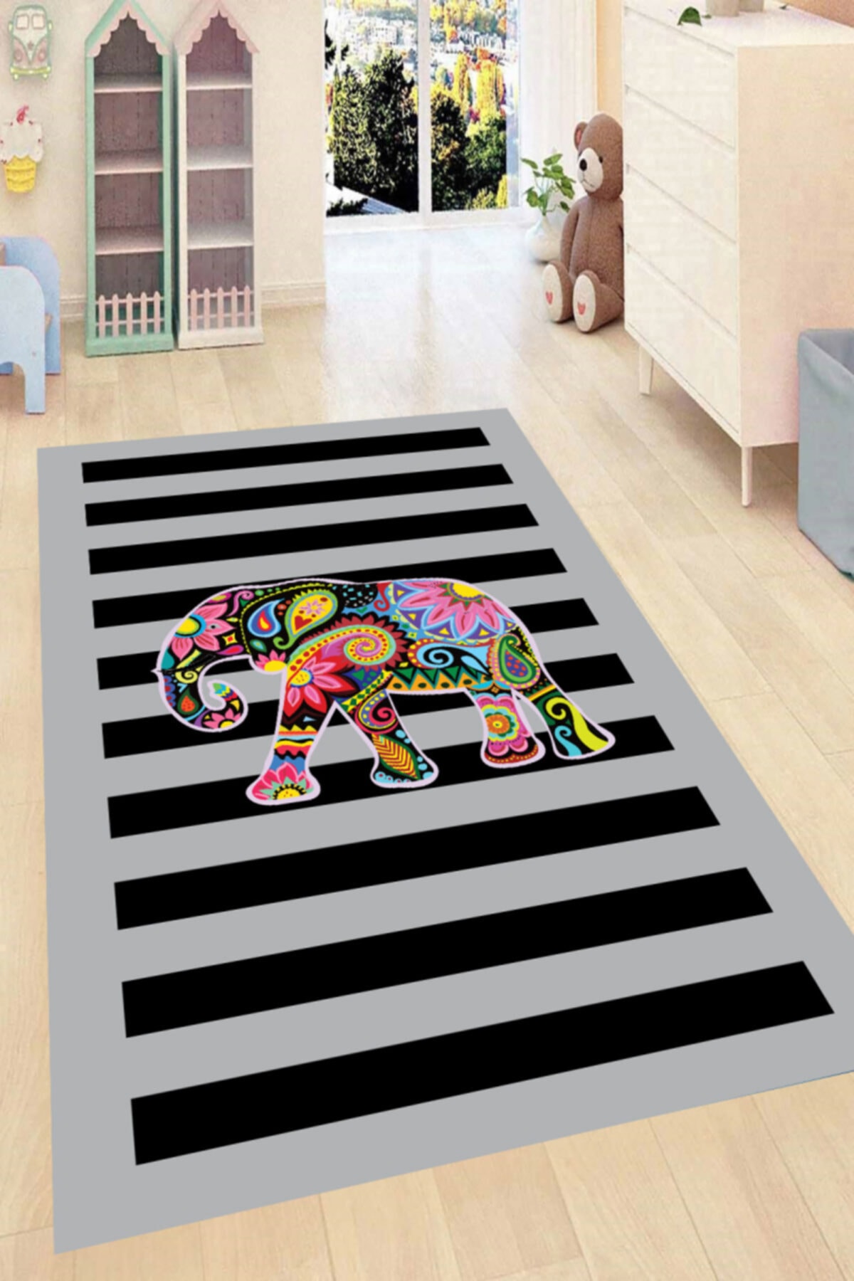 resmiro etnik fil desenli dijital baskili hali fiyati yorumlari trendyol