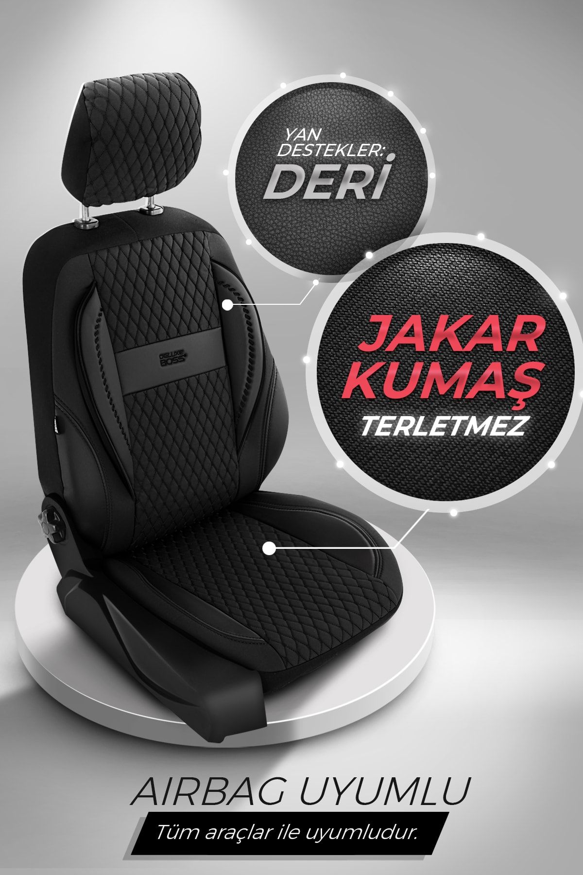 Deluxe Boss Jakar Kumas Deri Oto Koltuk Kilifi Fashion Serisi Siyah Renk Fiyati Yorumlari Trendyol
