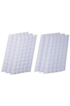 1 cm 100 Adet Beyaz Yuvarlak Kesim Cırt Bant Arkası Yapışkanlı  (ERKEK-DİŞİ) Image 1