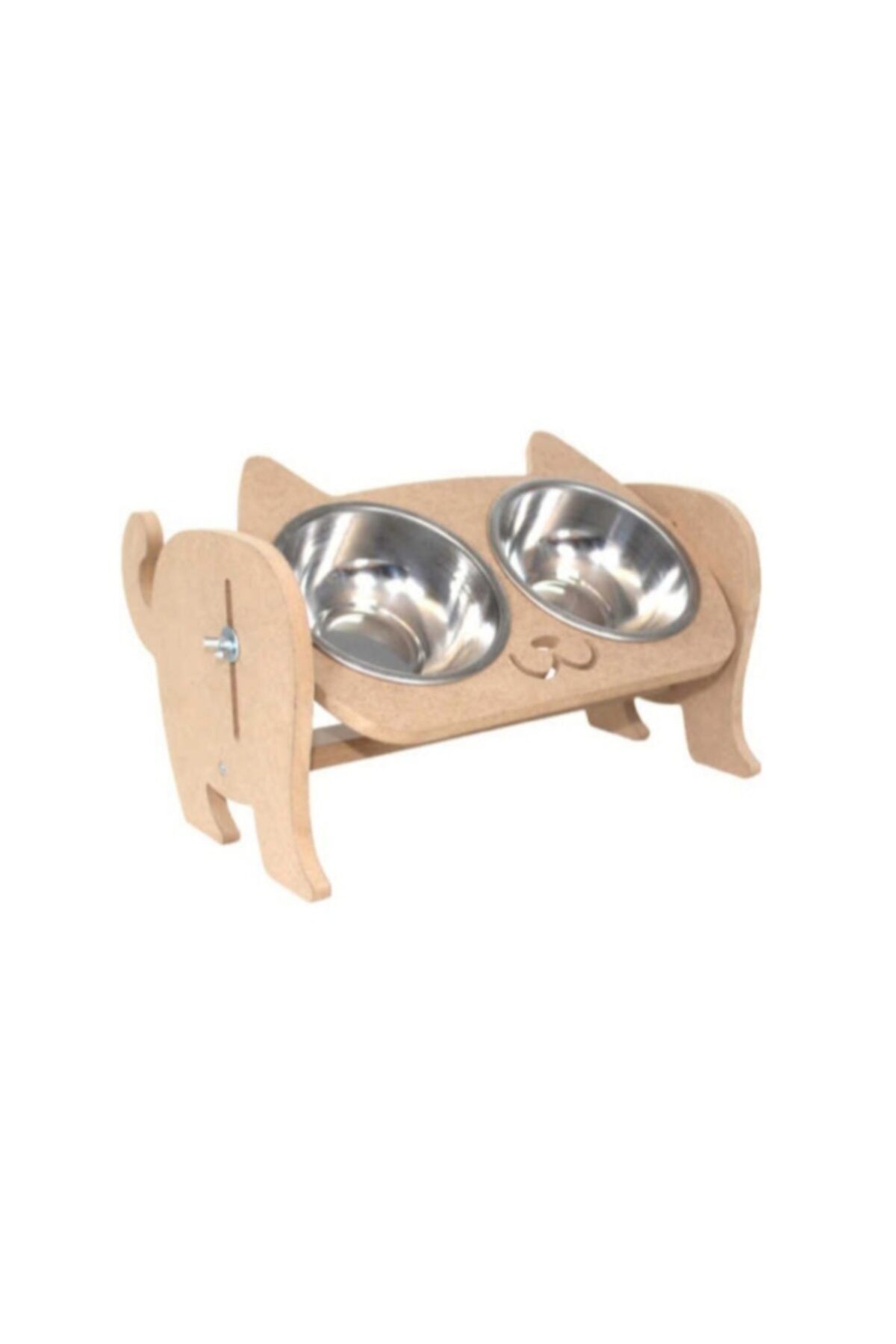 SimgeAhşap Ayarlanabilir Kedi Köpek Metal Mama ve Su Kabı