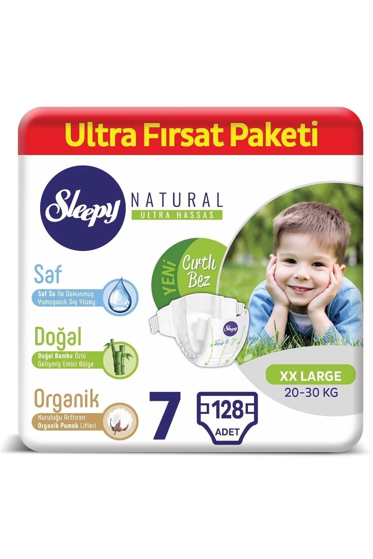 sleepy natural bebek bezi 7 numara xxlarge ultra firsat paketi 128 adet fiyati yorumlari trendyol