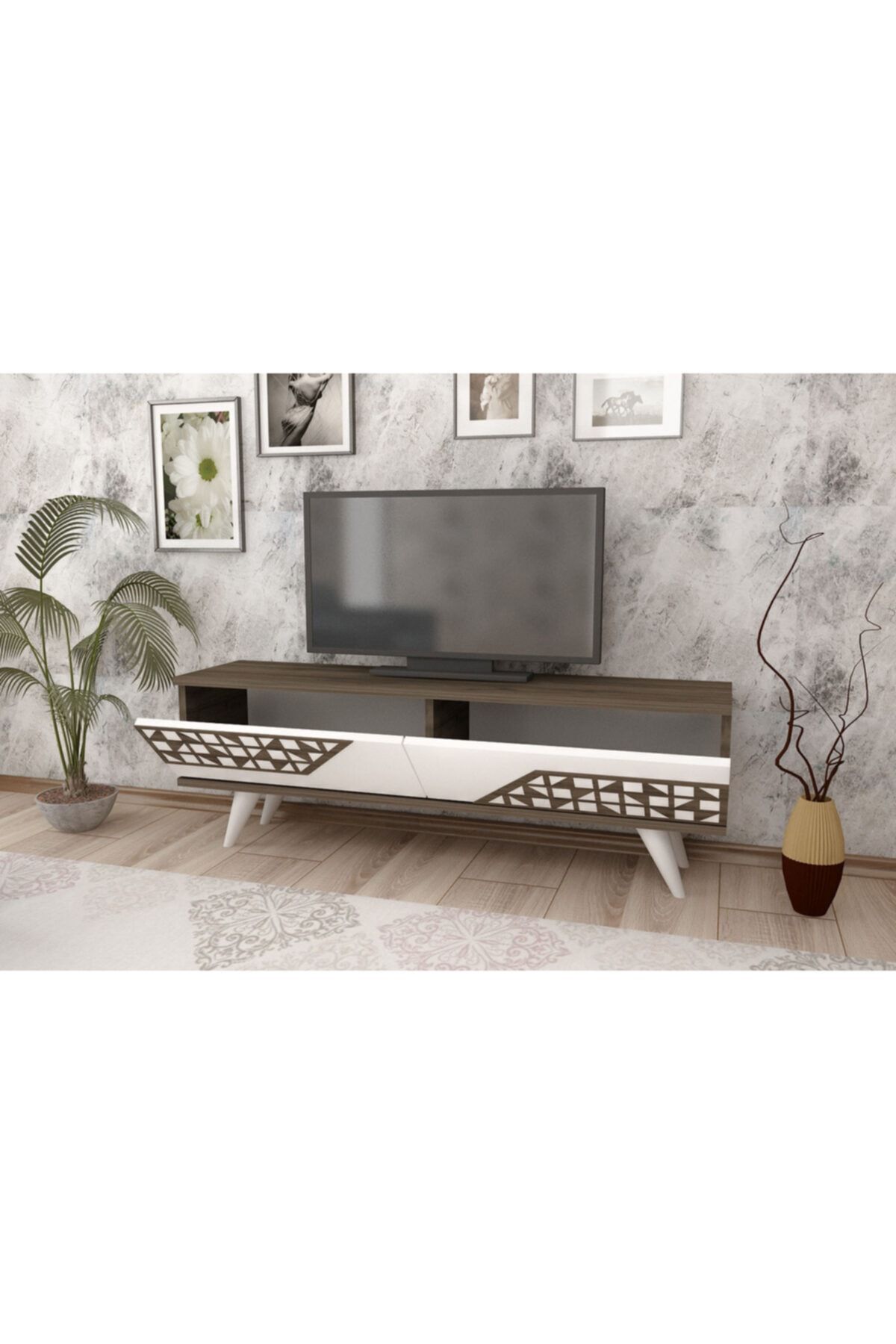 cantek kahverengi elite lazer desenli tv unitesi fiyati yorumlari trendyol