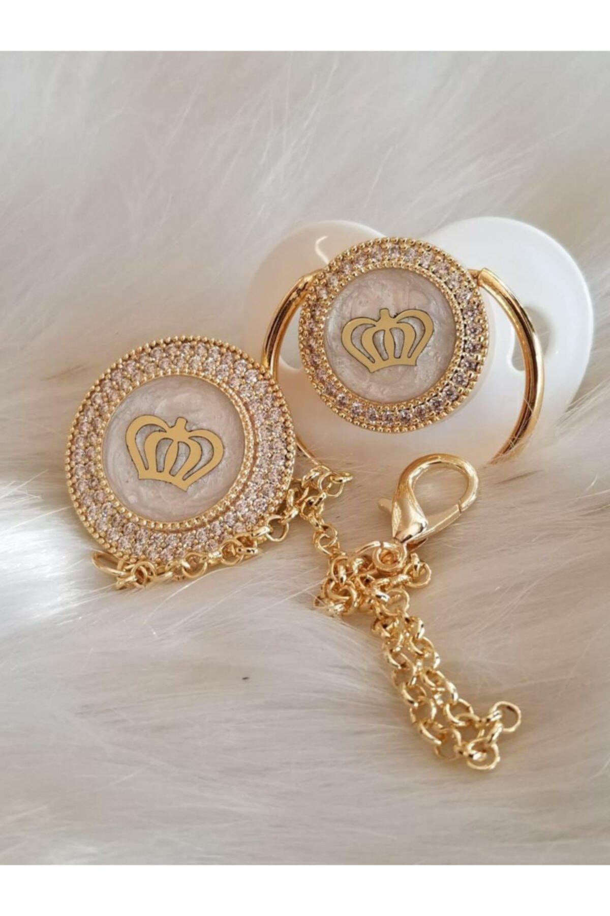 Babysoft Zirkon Taşlı Emzik Ve Zincir