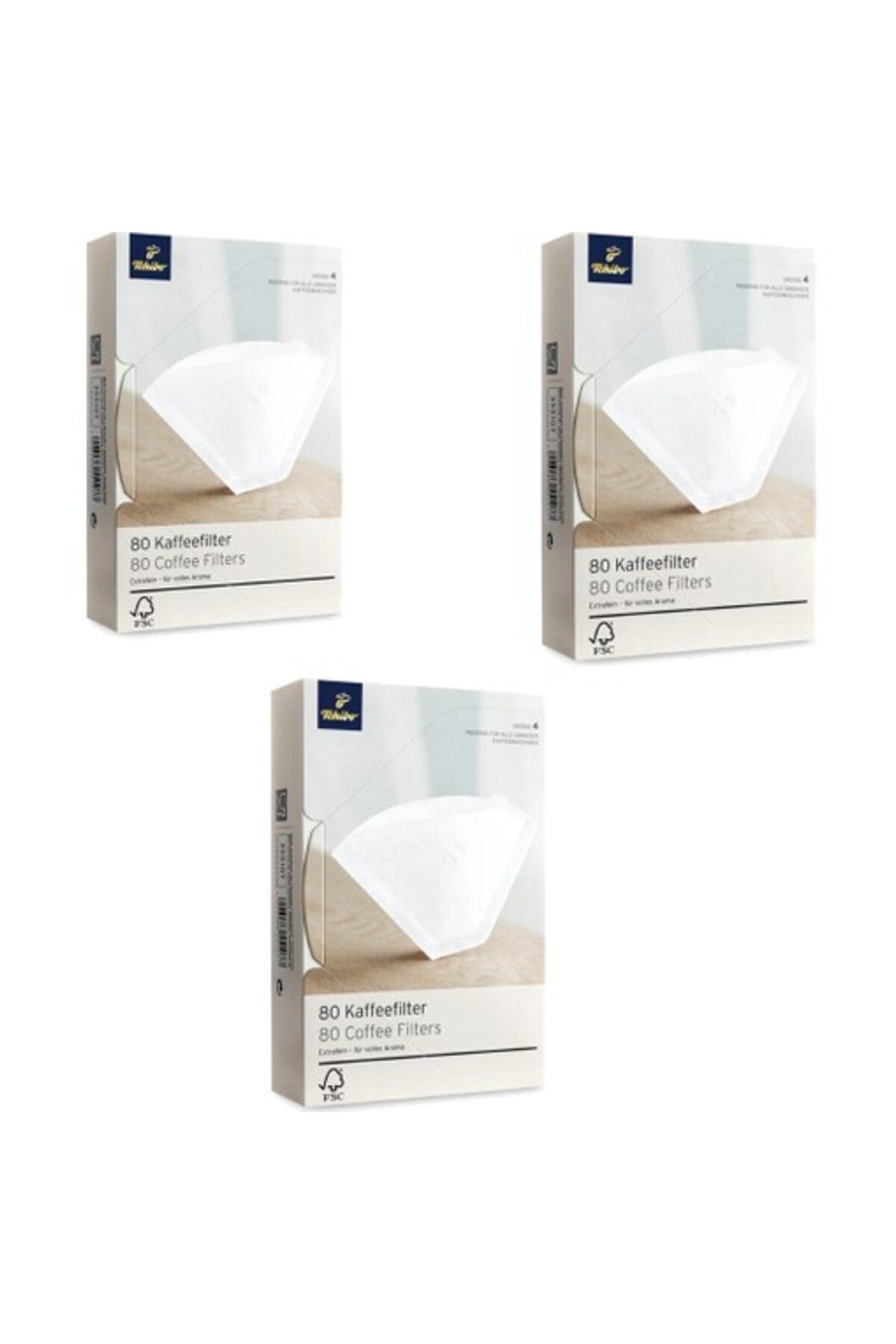 Tchibo 4 Numara (Büyük Boy) Filtre Kahve Kağıdı 3 x 80'li Beyaz