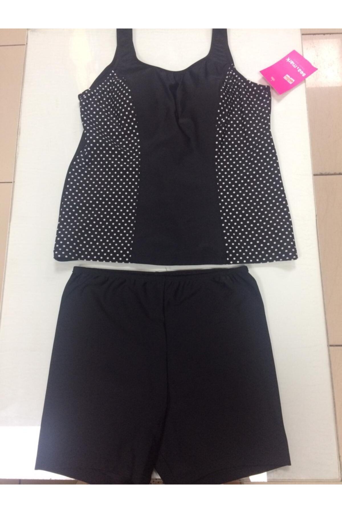 Seamark Kadın Siyah Puantiyeli Tankini