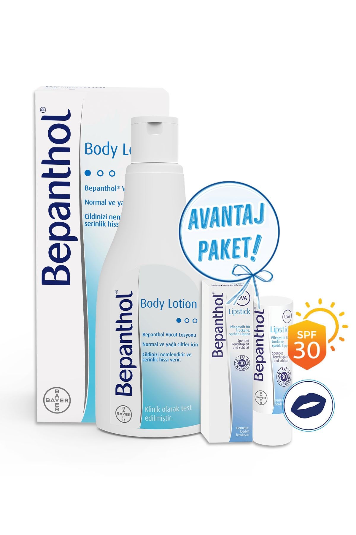 bepanthol body lotion 200 ml lipstick dudak bakim kremi 4 5 gr set fiyati yorumlari trendyol