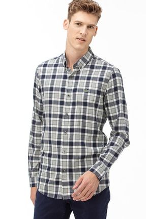 Slim Fit Kareli Pamuklu Gomlek Erkek Massimo Dutti
