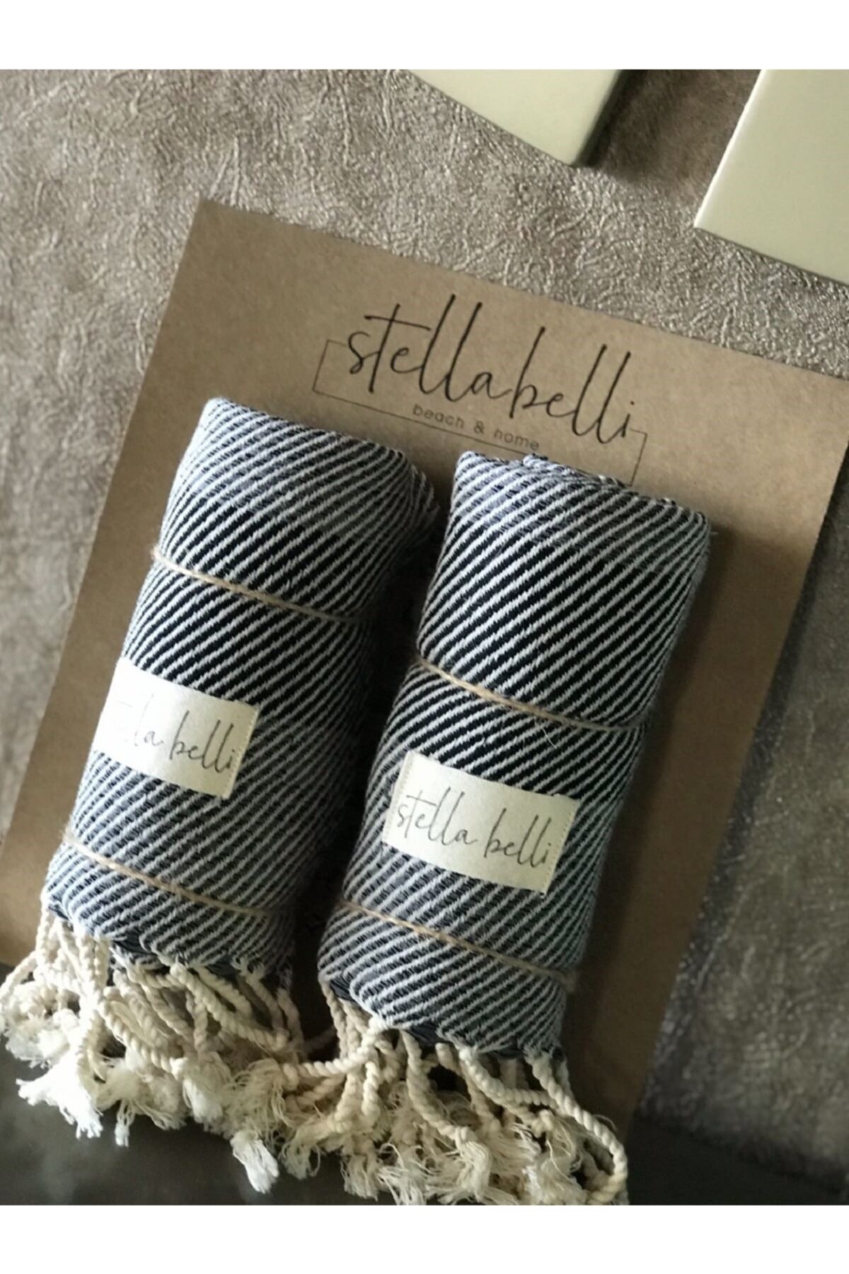 Stella Belli Peşkir El Dokuması 2 Li Set Nalın Desen Antrasit Renk 2 Adet 40 X 90 Cm