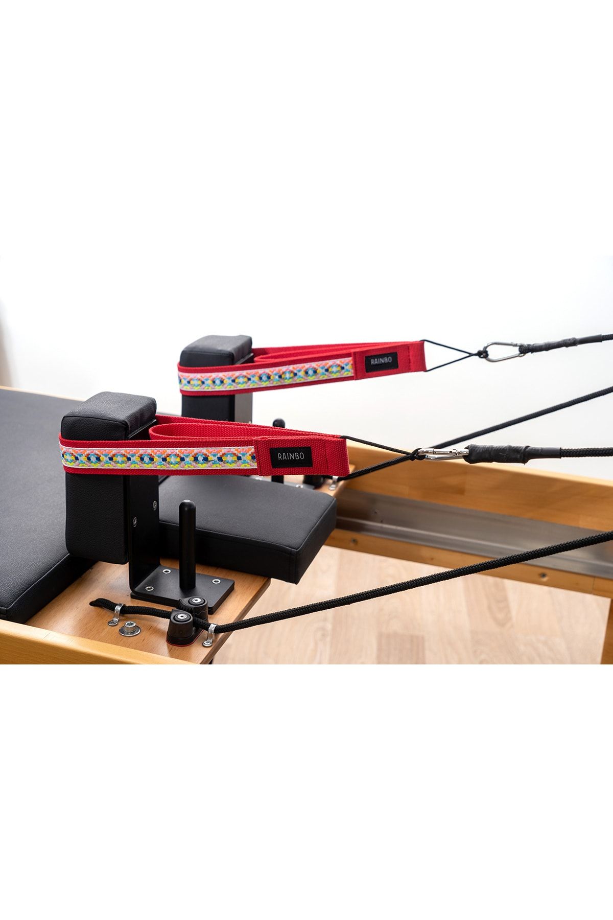 RAINBO Reformer Pilates İçin Kırmızı Desenli Elcik İpli Model Double Straps İkili