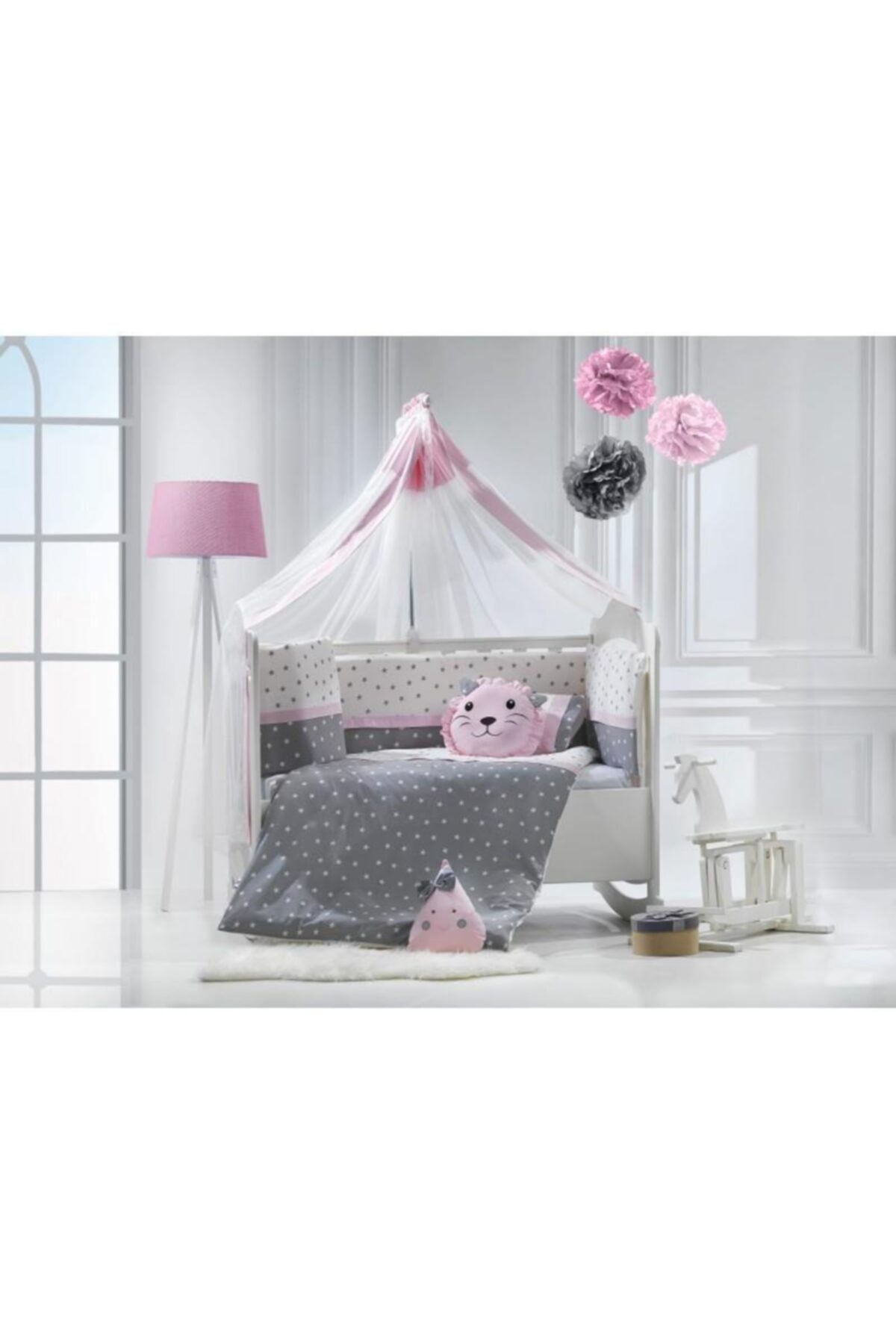 Momi Shop Boze Nana Bebek Beşik Uyku Seti Pembe