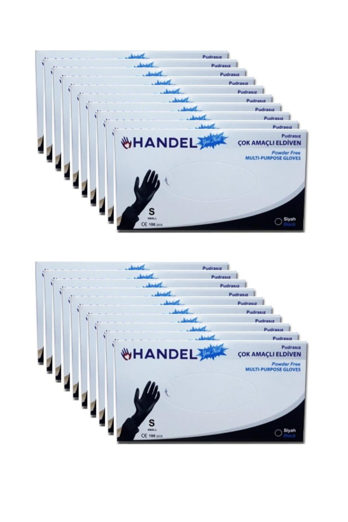 HANDEL 20 Kutu / 1 Koli / Pudrasız Siyah ''s'' Benden Çok Amaçlı Poşet Eldiven