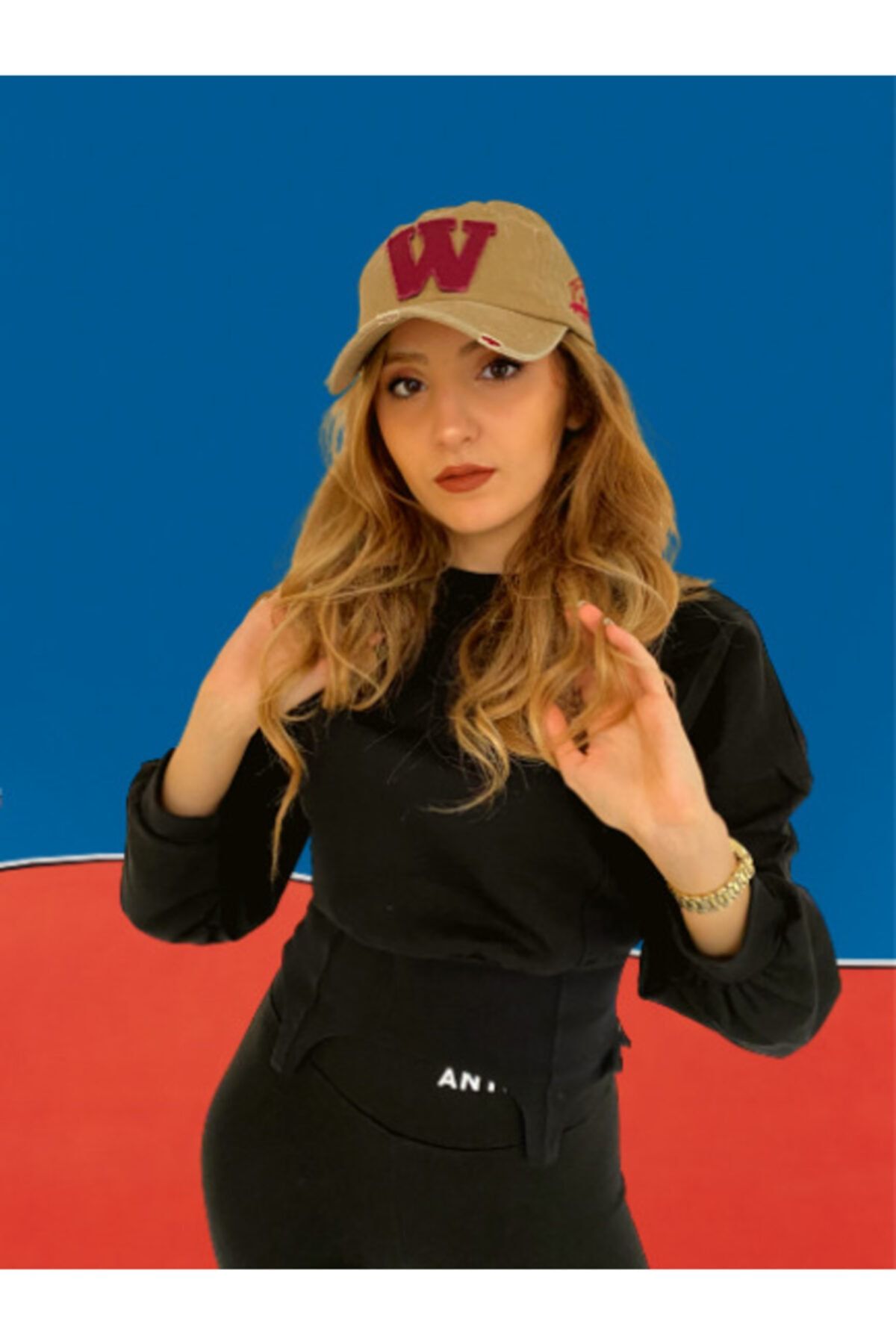 Orçun Özkarlıklı W Model Bej Eskitme Beyzbol Unisex Şapka