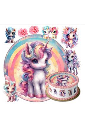 Yeni Unicorn Şekerli Kağıda Baskı Yenilebilir Kağıt Pasta Baskısı Image 0