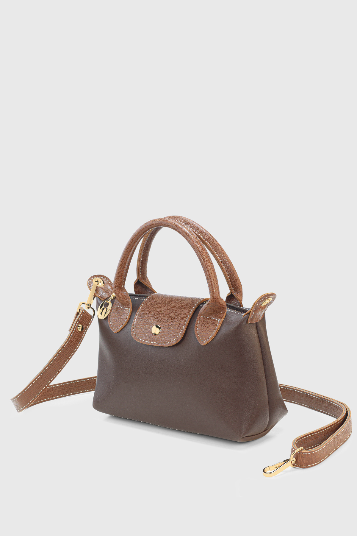 کیف کراس بادی چرمی همه کاره PU قهوه ای تیره